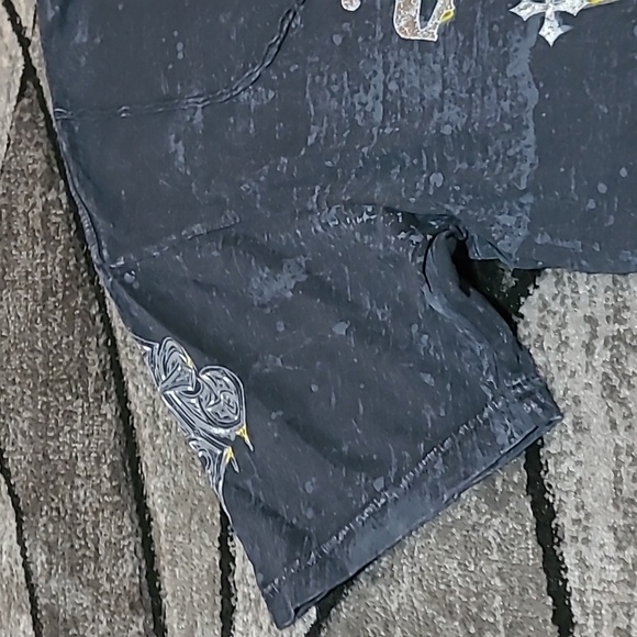 AFFLICTION LIVE FAST SILVER FOIL BLACK LAVA WASH TEE-SHIRT - Picture 5 of 16